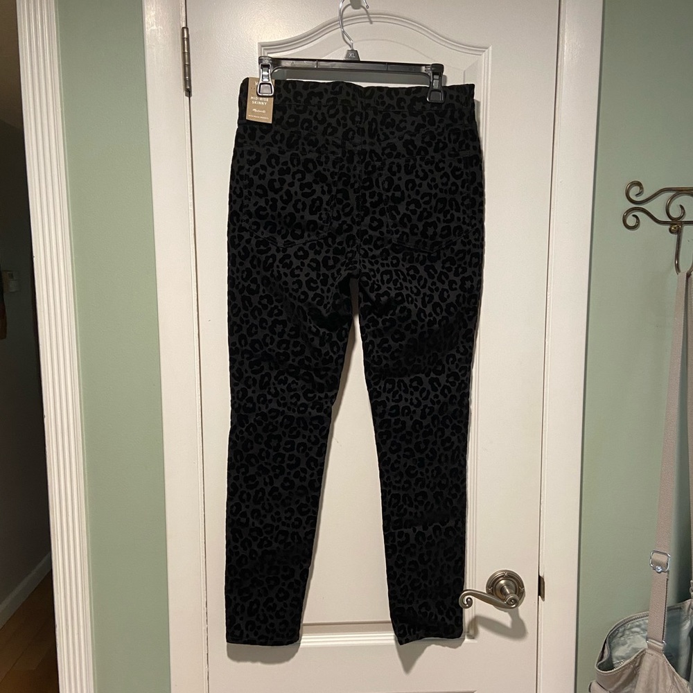 NWT Madewell Mid-Rise Skinny Jeans Flocked Leopard - Picture 5 of 10